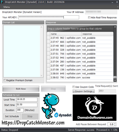 Dropcatching expired domain